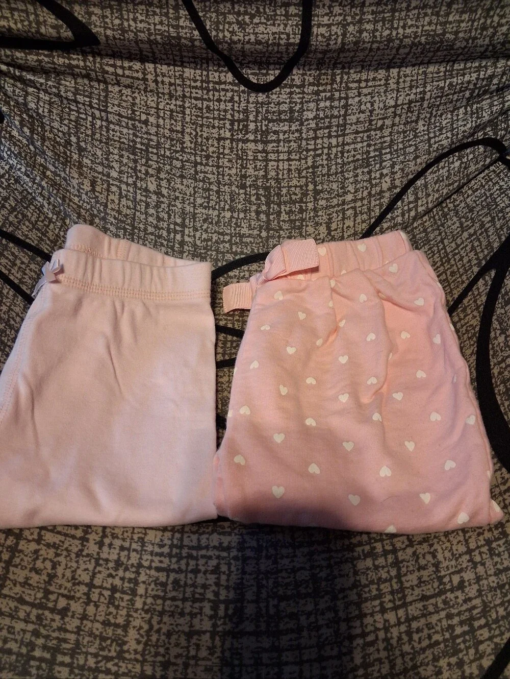 Children's Place Girls' Pink Heart and Solid Knit Pants - Pack of 2